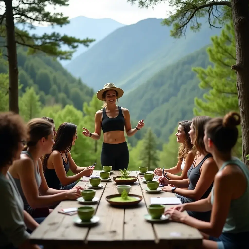 Cercano de un cuenco con polvo de matcha verde brillante.
