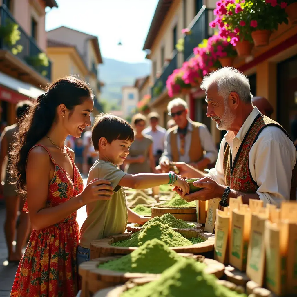Taza de cerámica con té verde y rodajas de limón.
